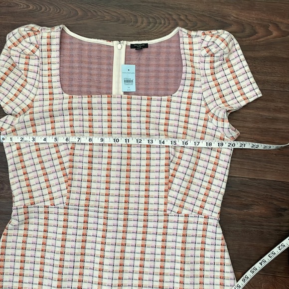 Ann Taylor madras plaid puff sleeve flare dress - Picture 2 of 7